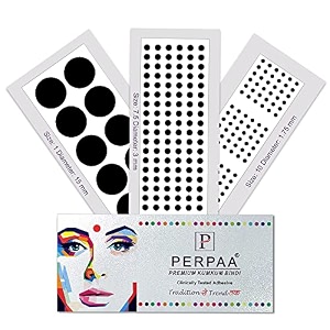 perpaa simple plain black round kumkum forehead sticker bindis bindiya with different sizes for women pack of 3 flaps pbf3_br_combo no -40
