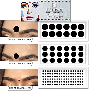 perpaa simple plain black round kumkum forehead sticker bindis bindiya with different sizes for women pack of 3 flaps pbf3_br_combo no -35