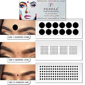 perpaa simple plain black round kumkum forehead sticker bindis bindiya with different sizes for women pack of 3 flaps pbf3_br_combo no -35