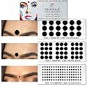 PERPAA Simple Plain Black Round Kumkum Forehead sticker Bindis Bindiya with Different Sizes for women Pack of 3 Flaps (PBF3_BR_Combo no. -35)