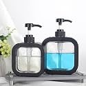 Perperual Handwash Soap Dispenser Bottle for Wash Basin, Heavy Duty Plastic Multipurpose Liquid Soap Dispenser for Bathroo, Kitchen, Sink, Wash Basin, Shower Gel, Shampoo Refillable 2 Pc (Black)