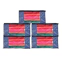 Perpetual Saree Organizer For Wardrobe -Large Size Foldable Saree Covers With Zip, Multipurpose Storage Bag For Suit, Lehanga, Dress Packing With Transparent Window Pack of 2 Pcs. (BlueTd2m)