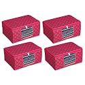 Perpetual Saree Organizer For Wardrobe -Large Size Foldable Saree Covers With Zip, Multipurpose Storage Bag For Suit, Lehanga, Dress Packing With Transparent Window Pack of 4Pcs. (rdo)