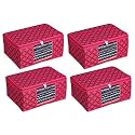 Perpetual Saree Organizer For Wardrobe -Large Size Foldable Saree Covers With Zip, Multipurpose Storage Bag For Suit, Lehanga, Dress Packing With Transparent Window Pack of 4Pcs. (rdo)