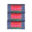 Perpetual Saree Organizer For Wardrobe -Large Size Foldable Saree Covers With Zip, Multipurpose Storage Bag For Suit, Lehanga, Dress Packing With Transparent Window Pack of 3 Pcs. (m)