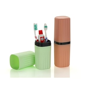 perpetual square toothbrush storage holder - multipurposetravel-friendly organizer for bathroom camping business trips amp school pack of 2