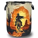Personalise Western Cowboy Laundry Basket Oxford Cloth Hamper 18.9x16.5 In