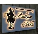 Aarushi Creations Personalised Home Door Name Plate Acrylic With Rose Gold Acrylic Embossed Letters With Mirror Shine (Size 16 X 8 Inch, Color White)(12 X 8 Inch) (Size 12 X 8 Inch) (12X8 Inch)
