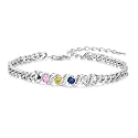 Personalized 1-5 Birthstone Bracelets for Women, Custom Mother Name Bracelets for Birthday, Mothers Day, Christmas Gift for Mom Wife Grandma