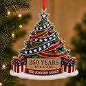 Personalized 250th Anniversary USA Christmas Ornaments 250th Anniversary Christmas Ornament Christmas - 4th of July Gift for Family - Loved Ones 3D Relief White Acrylic Ornament