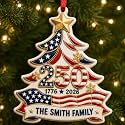 Personalized 250th Anniversary USA Christmas Ornaments - 250th Anniversary Christmas Ornament Christmas-New Year-4th of July Gift for Family from Friends 3D Relief White Acrylic Ornament