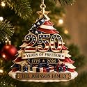 Personalized 250th Anniversary USA Christmas Ornaments 250th Anniversary Christmas Ornament Christmas - 4th of July Gift for Family - 3D Relief White Acrylic Ornament