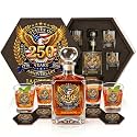 Veterans Day Gifts Personalized 250th Anniversary Whiskey Decanter Set for Men, Custom Patriotic Bourbon Decanter Gift Box With Gold Eagle, 1776-2026 America 250 Years Celebration for Dad Husband