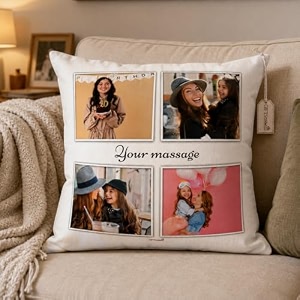 personalized 4 photo pillow  custom picture cushion  photo printed pillow for birthday anniversary wedding amp special occasions  gift for husband wife couple family amp friends