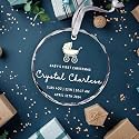 Personalized Baby's First Christmas Crystal Ornament 2024 - Custom Custom Baby Weight Inches Time Date Glass Ornaments Xmas Tree Keepsake, New Babies Shower Newborn 1st Ornaments Hanging Décor
