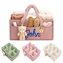 Personalized Baby Diaper Caddy Organizer with Name, Custom Baby Basket