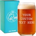 Personalized Beer Glass for Men – 16 oz Custom Beer Glass (3 Line Text) – Engraved Pint Glasses – Custom Glass Cup – Gift Ready Box – Groomsmen, Father’s Day, Birthday Gift