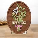 Personalized Birth Month Flower Sign, Custom Grandma Gifts for Mothers Day with Name, Flowers Art Craft Family Keepsake, Birthday Gifts for Women Mom Nana, Grandma's Wooden Sign for Home Decor