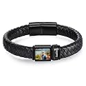 Personalized Bracelet for Men, Custom Bracelet with 1 Photo &amp; 1-6 Names, Engraved Leather Bracelet for Men Dad Bracelet Fathers Bracelet for Dad Grandpa Boyfriend