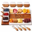 Personalized Charcuterie Board Set - Custom Engraved Wooden Marble Cheese Board with Knife Set - Best Wedding Gift for Couples, Bridal Shower, Engagement, Anniversary, Housewarming & Gift for Parents