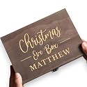 Personalized Christmas Eve Box Custom Engraved Wooden Memory Box – Rustic Christmas Gift, Traditional Santa Xmas Gift Box for Kids, Family &amp; Friends – Holiday Keepsake Memento Box Gifts for Him Her