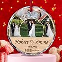 Personalized Couple Photo Heart Crystal Ornament - Valentine's Day Gift, Romantic Couples Glass Ornaments, Him/Her Boyfriend Girlfriend Newlyweds, Birthday Anniversary Wife Husband Décor