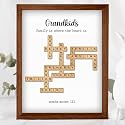 Personalized Crossword Family Name Wall Art Decor Living Room Customized Family Letter Title Name Puzzle for Gift for Lovers, Valentine's Day, Christmas, Birthday, Anniversary Scrabble Wooden Frame