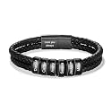 Personalized Custom Name Bracelets for Men - Mens Leather Bracelet with 2-6 Family Names,Customized Bracelet Father's Day Dad Gifts for Husband Son