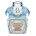 Personalized Diaper Bag Backpack Gift Watercolor Floral Wreath Dot Elephant Multi-Purpose Nappy Bag: Ideal for Holidays, Packed with Space