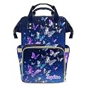 Personalized Diaper Bag Backpack Gift Watercolor Butterfly Multi-Purpose Nappy Bag: Ideal for Holidays, Packed with Space