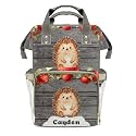 Personalized Diaper Bag Backpack Gift Watercolor Hedgehog Apple Cute Versatile Travel Bag: Large Capacity &amp; Multiple Compartments for Everyone