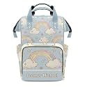 Personalized Diaper Bag Backpack Name Watercolor Rainbow Star Multifunction Travel Backpack Nappy Bag Daypack for Mom Dad Boy Girl