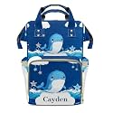 Personalized Diaper Bag Backpack Name Watercolor Whale Star Sea Wave Convenient and Durable: Waterproof Multi-Compartment Nappy Bag