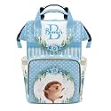 Personalized Diaper Bag Backpack Name Watercolor Floral Wreath Dot Hedgehog Multifunction Travel Backpack Nappy Bag Daypack for Mom Dad Boy Girl