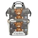 Personalized Diaper Bag Backpack Watercolor Bear Multifunction Toddler Diaper Bag Nappy Bag
