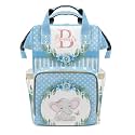 Personalized Diaper Bag Backpack Name Watercolor Floral Wreath Dot Elephant Functional Waterproof Bag: Gift for Moms, Dads
