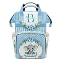 Personalized Diaper Bag Backpack Name Watercolor Floral Wreath Dot Elephant Clear Up Clutter: Big Capacity Waterproof Bag with Extra Compartments