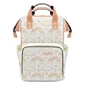 Personalized Diaper Bag Backpack Name Watercolor Rainbow Star Floral Functional Waterproof Bag: Gift for Moms, Dads