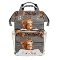 Personalized Diaper Bag Backpack Name Watercolor Squirrel Nut Multifunction Travel Backpack Nappy Bag Daypack for Mom Dad Boy Girl