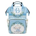 Personalized Diaper Bag Backpack Name Watercolor Floral Wreath Dot Elephant Convenient and Durable: Waterproof Multi-Compartment Nappy Bag