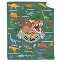 Personalized Dinosaurs Blanket Gift for Boy Girl,Custom Dinosaur Blanket