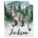 Personalized Dinosaurs Blanket Gift for Boy Girl,Custom Dinosaur Blanket