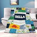Personalized Dinosaurs Blanket Gift for Boy Girl,Custom Dinosaur Blanket