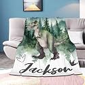 Personalized Dinosaurs Blanket Gift for Boy Girl,Custom Dinosaur Blanket