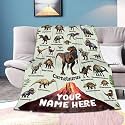 Personalized Dinosaurs Blanket Gift for Boy Girl,Custom Dinosaur Blanket