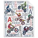 Personalized Motorcycle Dirt Bike Blanket Custom Motorcycle Blanket