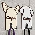 Personalized Dog Leash Holder, Custom Dog Ear Harness Wall Hanger Organizer with Name, Decorative Hooks for Leashes, Keys, Collars, Leash Rack Wall Mount for Entryway, Hallway, Gift for Pet Lovers