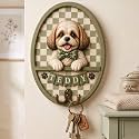 Personalized Dog Leash Holder Wooden Sign, Pet Collar and Harness Organizer