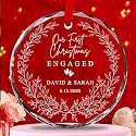 Personalized Engaged Crystal Ornament, Custom Date &amp; Names Newlywed Gifts for Couple, Engagement Day Glass Ornament, Wedding Keepsake, Engage Announcement Gift Ideas for Couple, Bridal Shower Gift