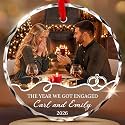 Engagement Ornament 2026 Personalized Glass Christmas Photo